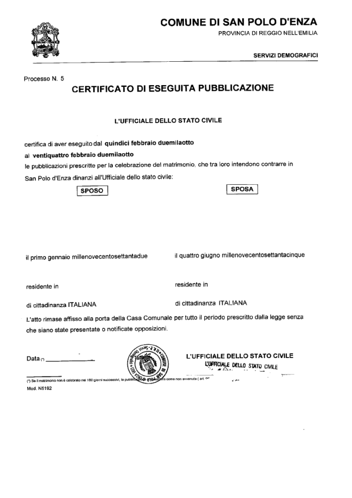 Italian Santorini wedding documents